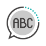 Bubble speech with the letter abc inside icon