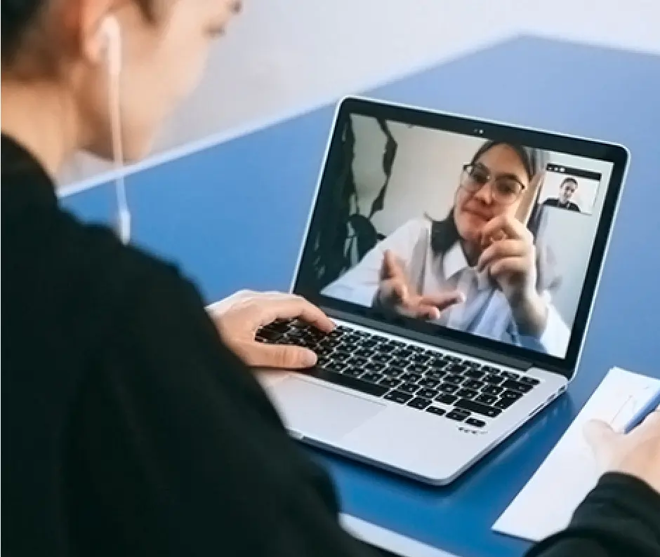 student attending a virtual class
