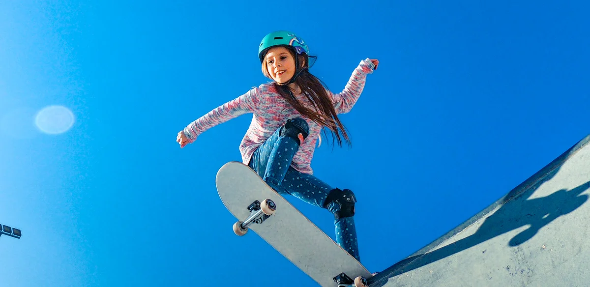 Student with her skateboard